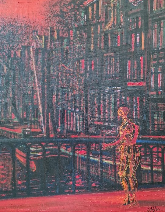 Jean Carzou (1907-2000) Grande HST signée, datée 1974 "Amsterdam"-photo-3