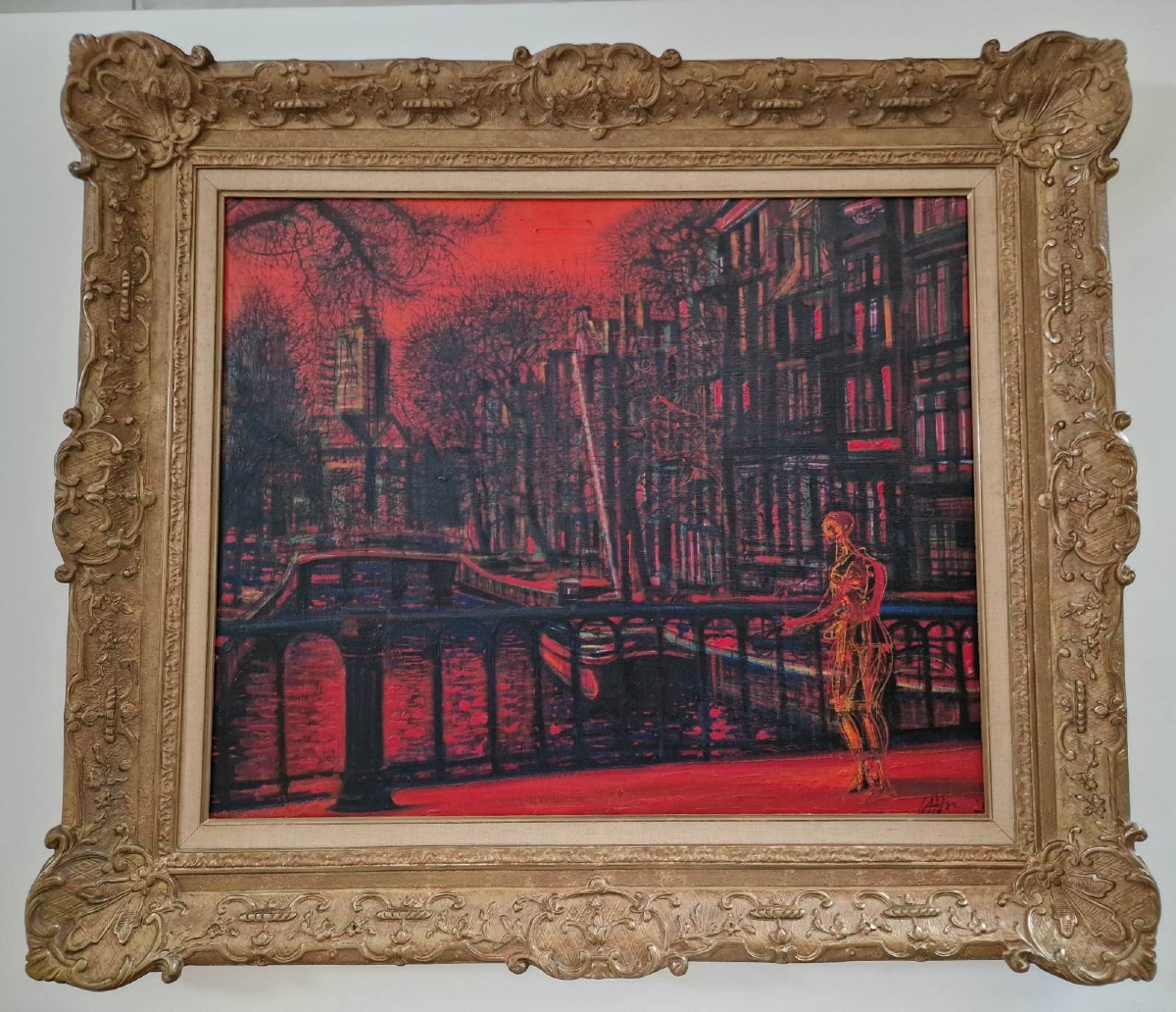 Jean Carzou (1907-2000) Grande HST signée, datée 1974 "Amsterdam"-photo-1