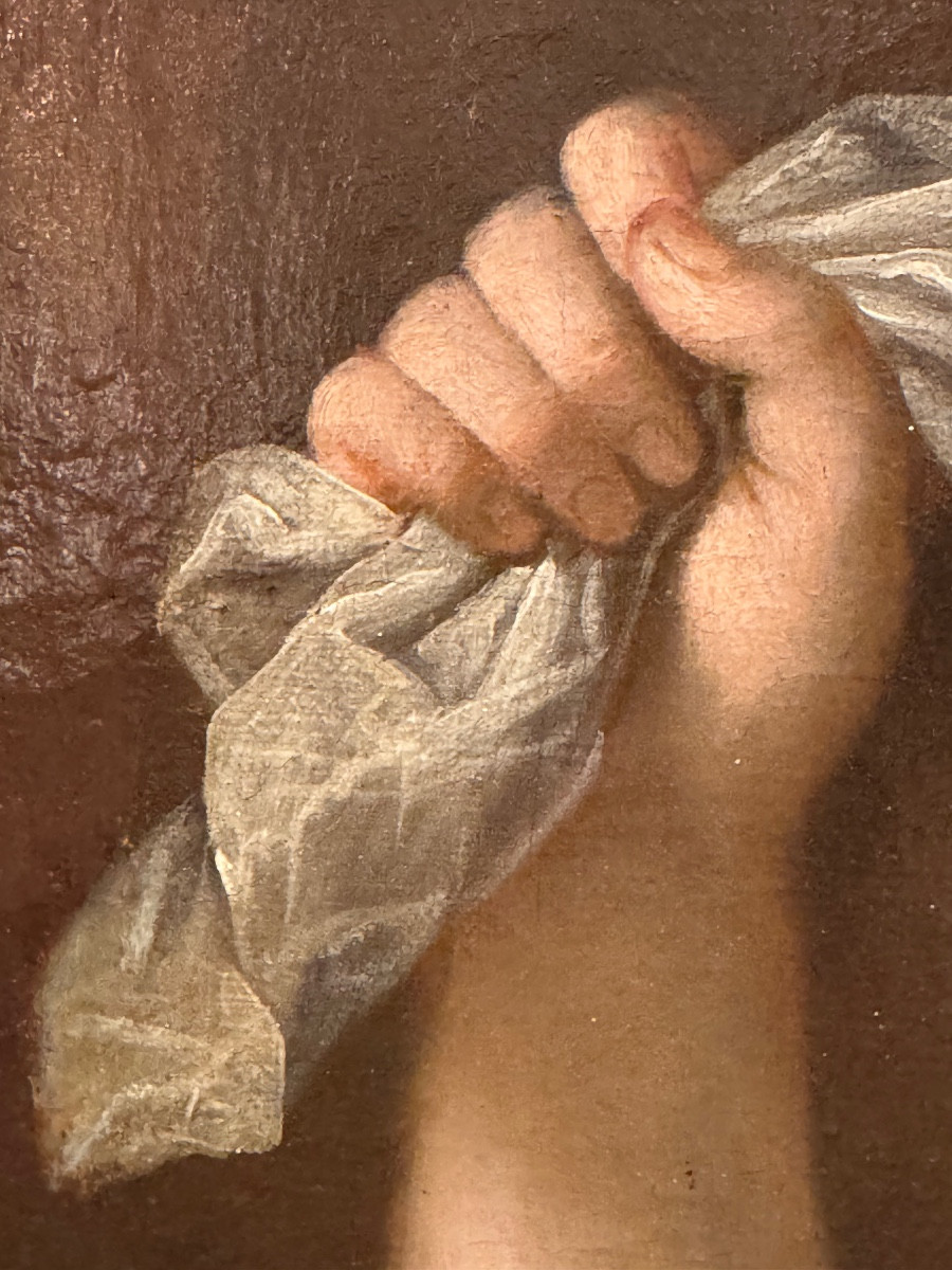 Ecole Française du XVIIIème "Femme éplorée devant sa boite à bijoux" HST 95x75cm-photo-4