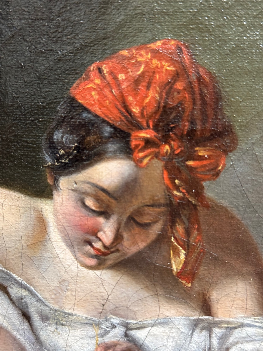 Pierre Duval-lecamus (1790-1854) Hst "an Awakening" 65x54cm-photo-5