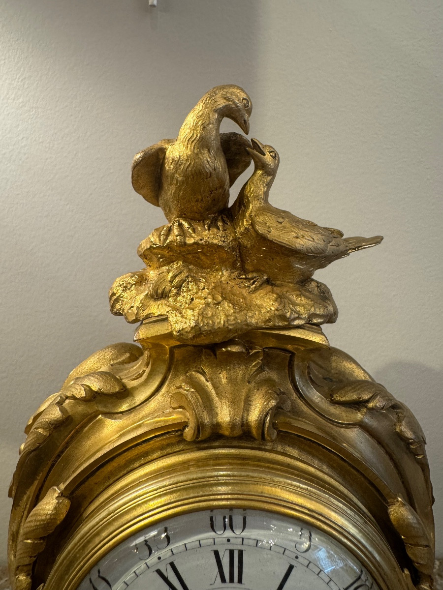 Small Louis XV Style Clock In Gilt Bronze, Circa 1880-photo-1