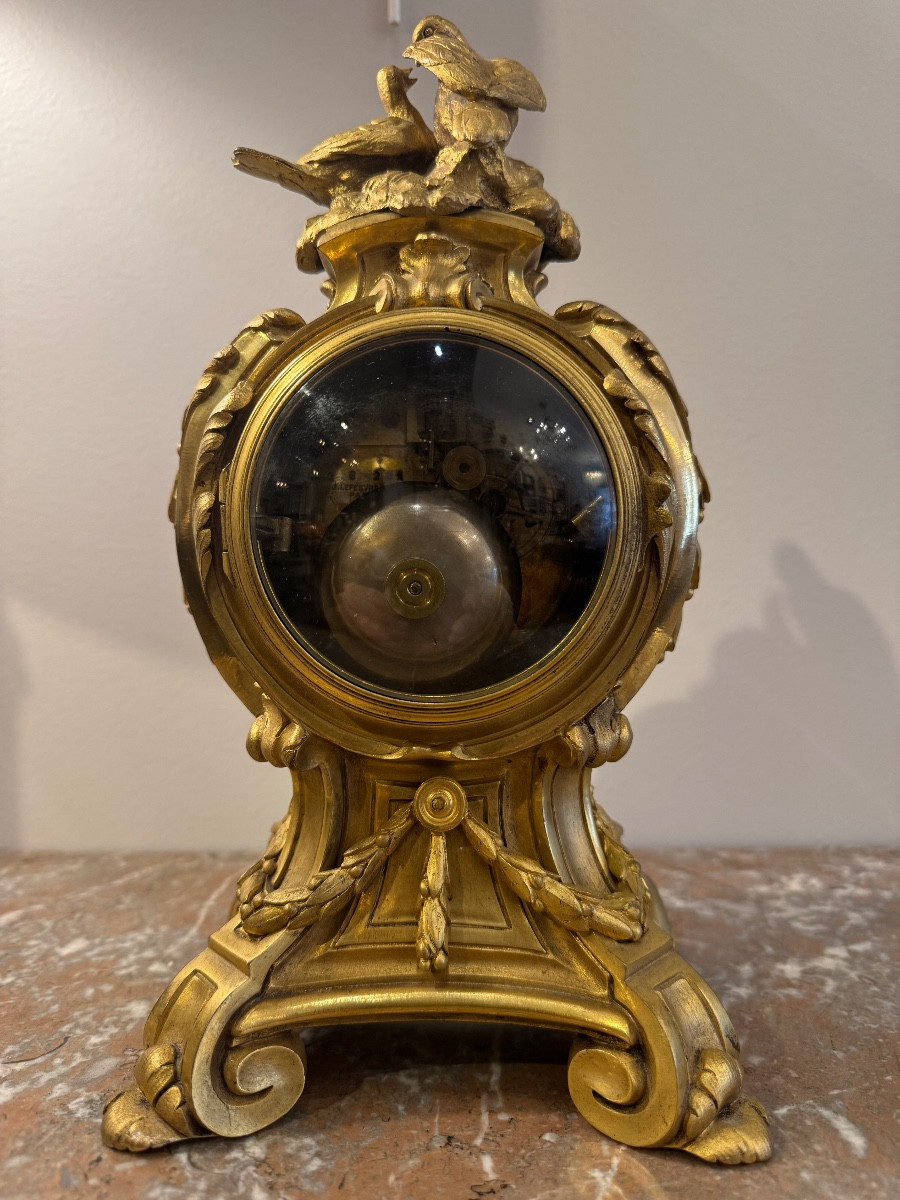 Small Louis XV Style Clock In Gilt Bronze, Circa 1880-photo-4