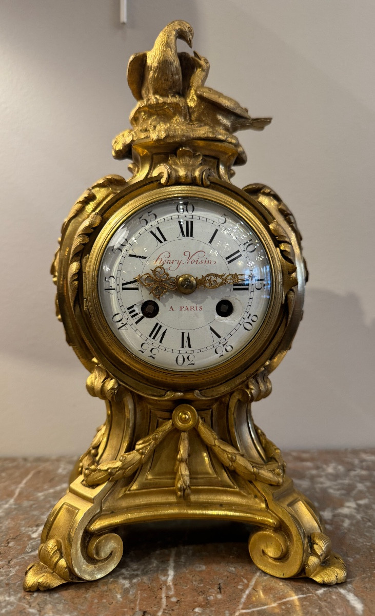 Small Louis XV Style Clock In Gilt Bronze, Circa 1880