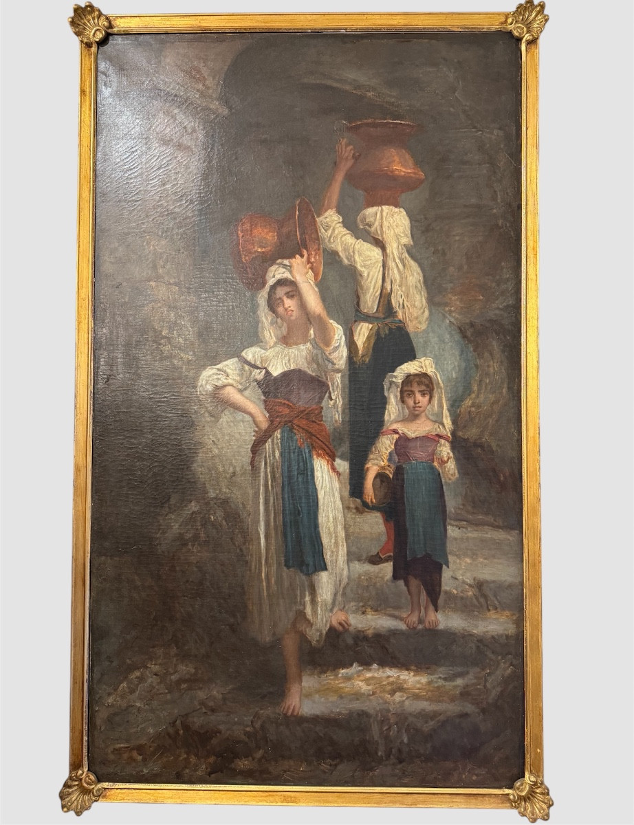 Large Hst "the Water Carriers" After Ernest Hebert's "the Cervarolles"-photo-2
