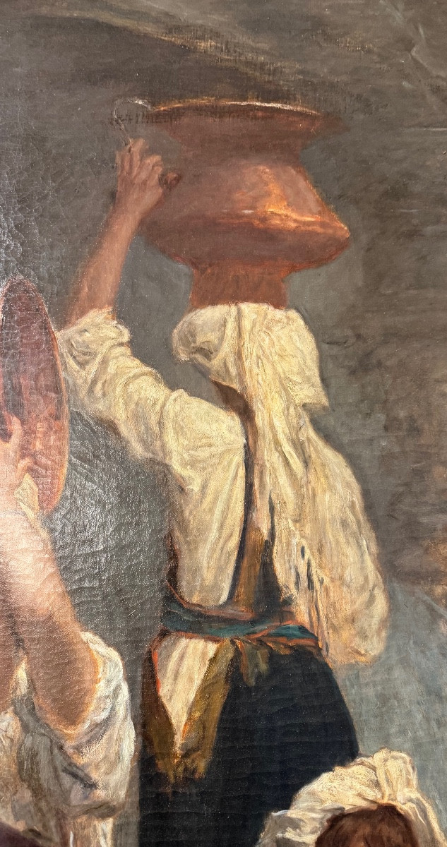 Large Hst "the Water Carriers" After Ernest Hebert's "the Cervarolles"-photo-1