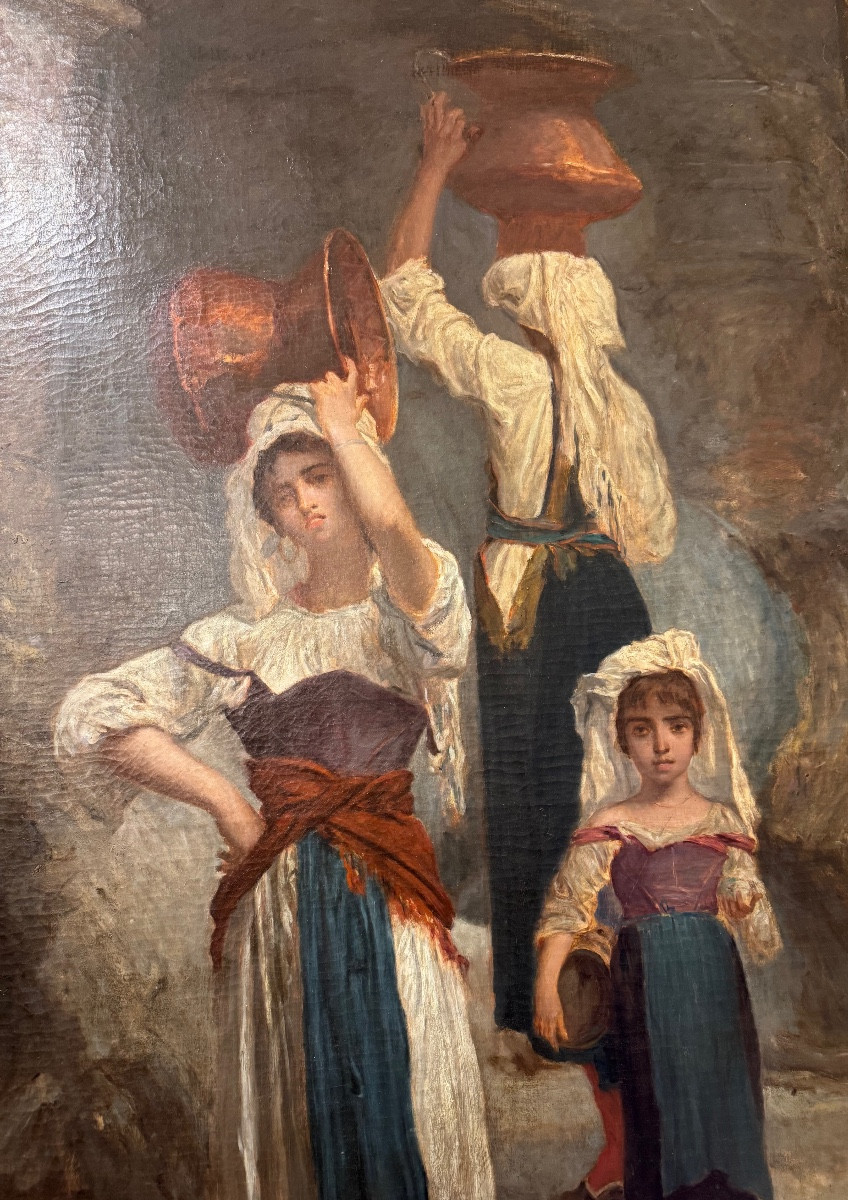 Large Hst "the Water Carriers" After Ernest Hebert's "the Cervarolles"-photo-4