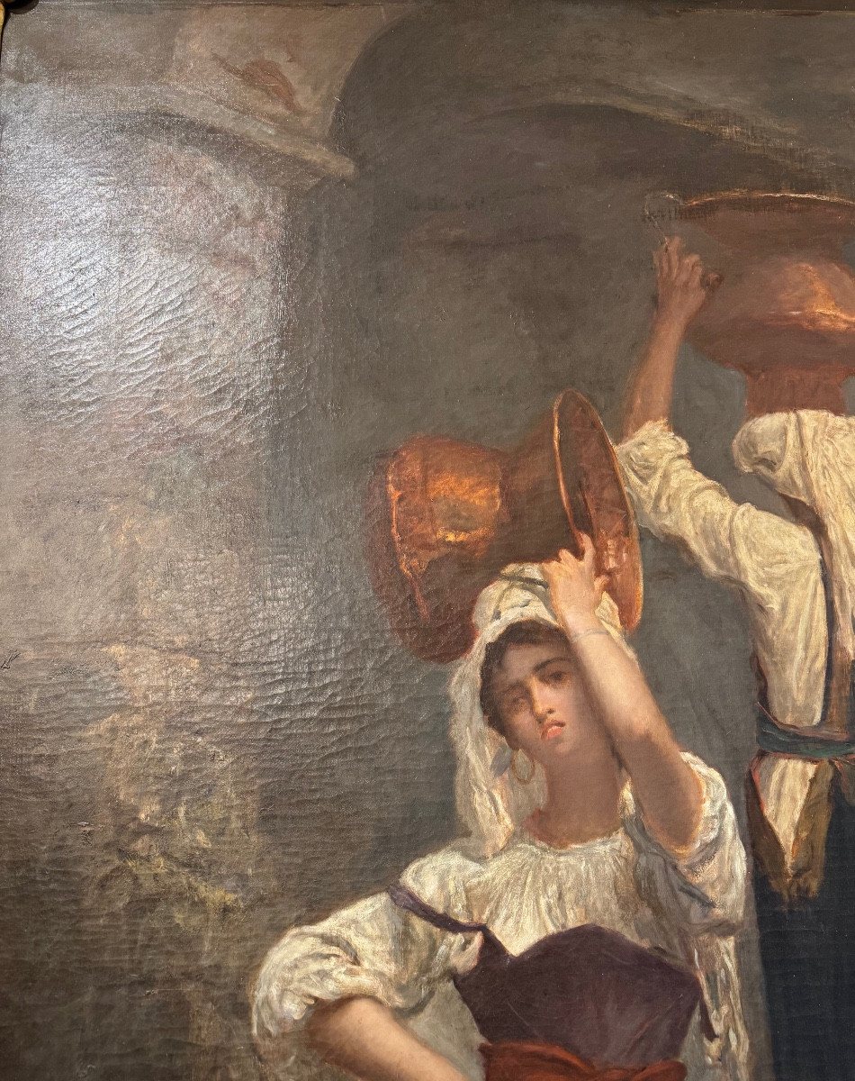 Large Hst "the Water Carriers" After Ernest Hebert's "the Cervarolles"-photo-5
