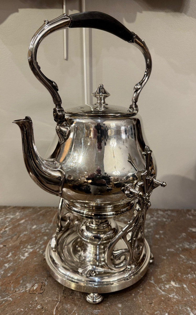 Christofle Samovar Tea Fountain, Silver-plated Metal Teapot-photo-2