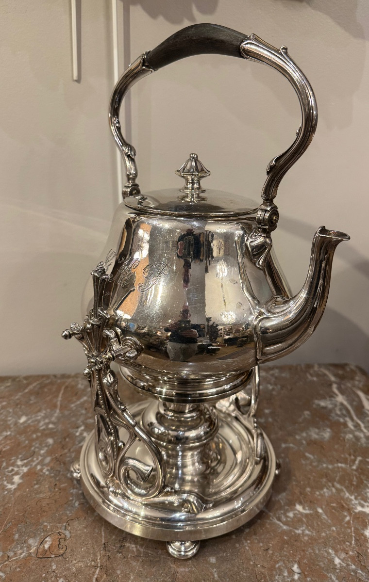 Christofle Samovar Tea Fountain, Silver-plated Metal Teapot
