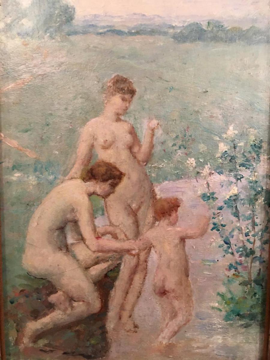 Tableau "Femmes et Enfant au bain"-photo-2