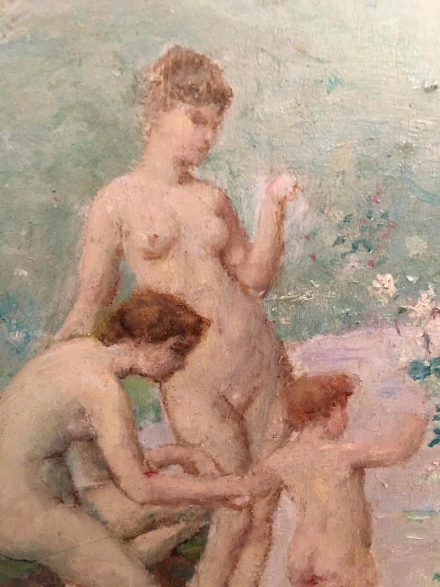 Tableau "Femmes et Enfant au bain"-photo-3