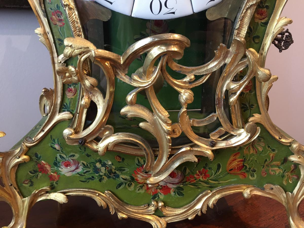 Grand cartel et son socle en vernis martin Epoque Louis XV-photo-3