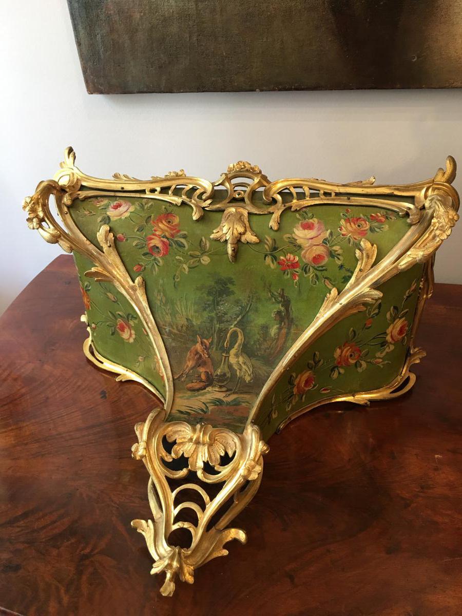 Grand cartel et son socle en vernis martin Epoque Louis XV-photo-6