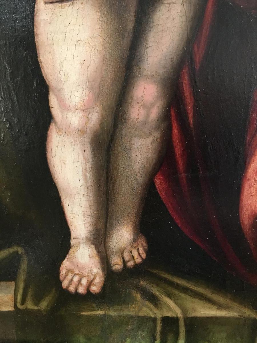 "madonna And Child, And Little Saint John" Of The 16th Century-photo-2