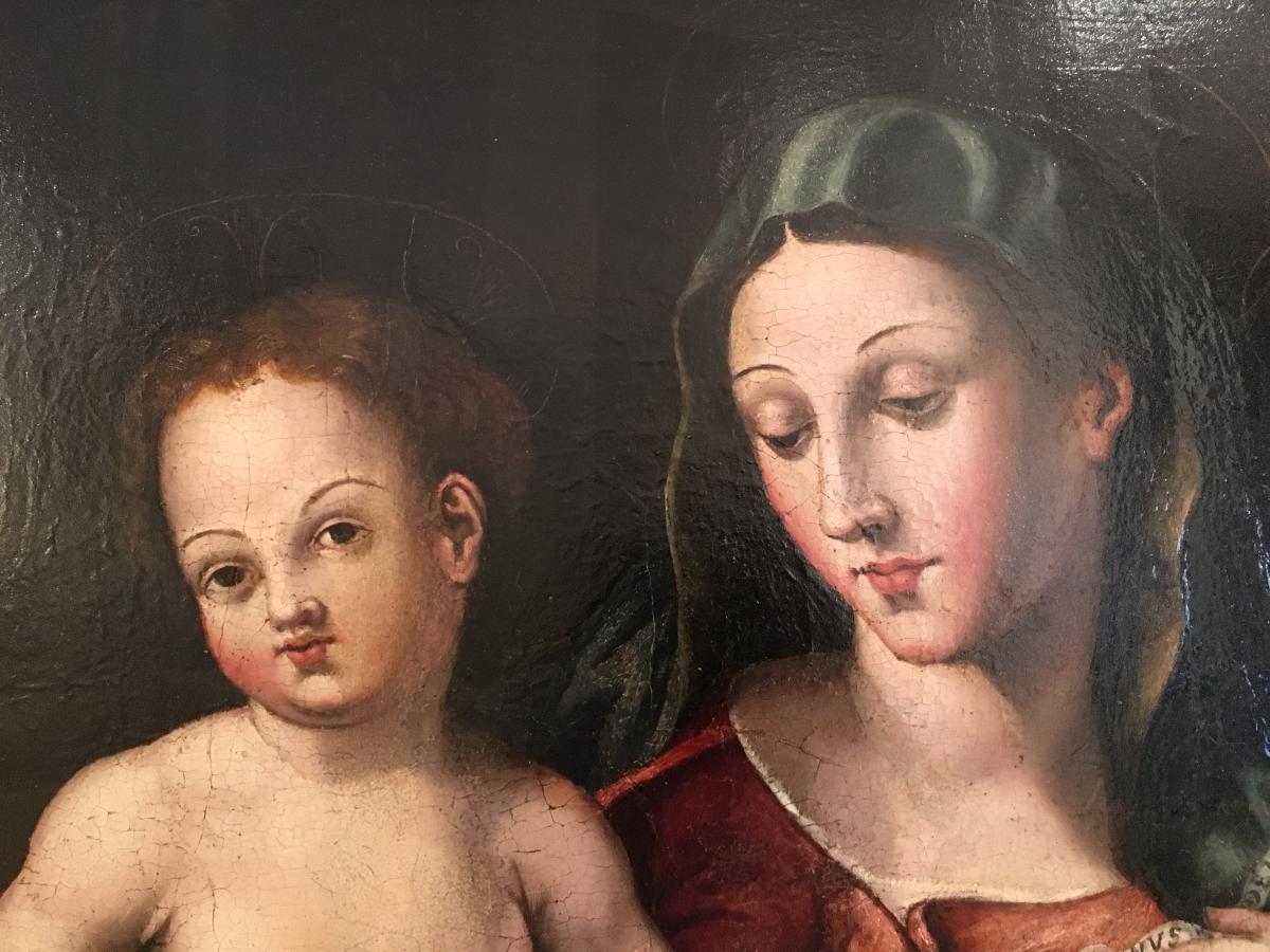 «Vierge à l’enfant, et le petit Saint Jean» Ecole Toscane du 16ème siècle -photo-6