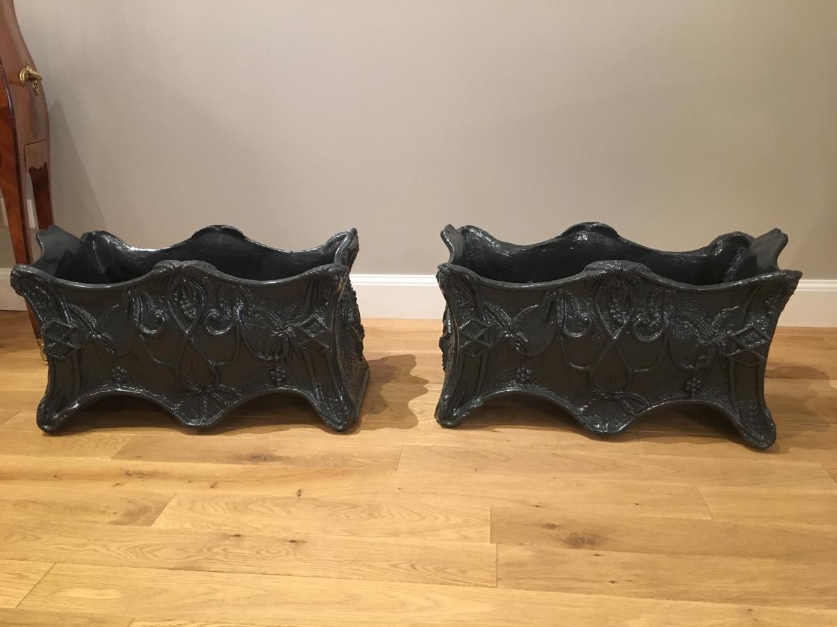 Pair Of Cast Iron Planters-photo-5