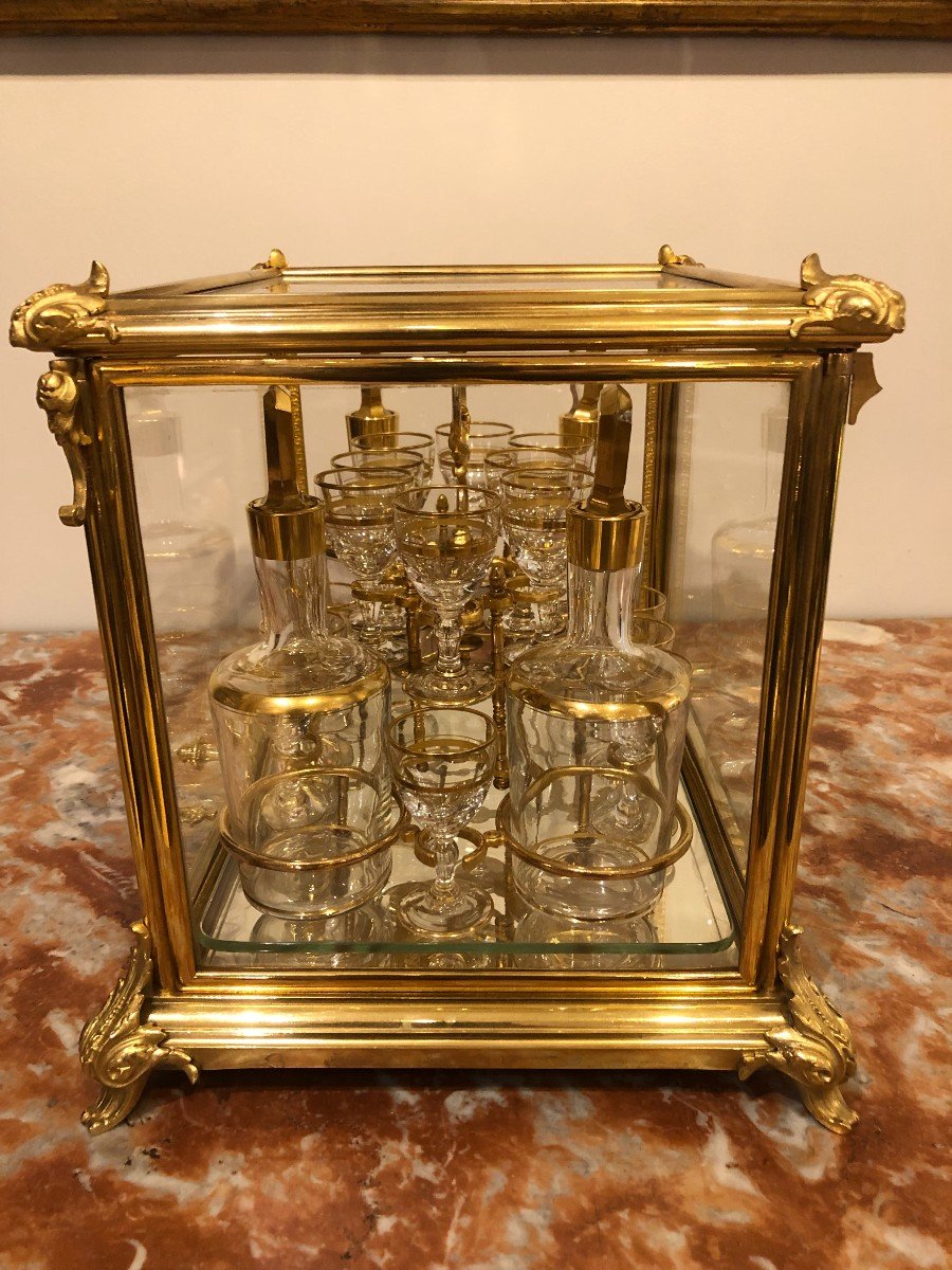 Cave à Liqueur en verre et bronze doré d'époque Napoléon III-photo-2