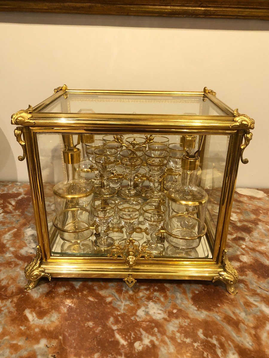 Liquor Cellar In Glass And Gilded Bronze, Napoleon III Period