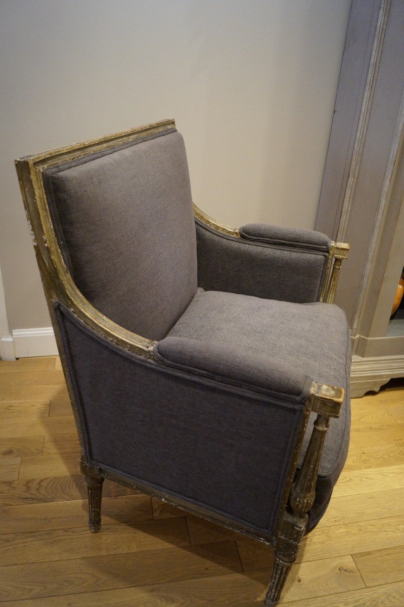 Marquise En Bois Laqué Vert époque Louis XVI-photo-3