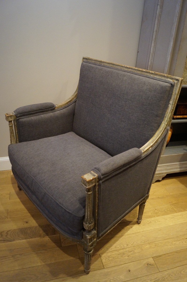 Marquise En Bois Laqué Vert époque Louis XVI-photo-4