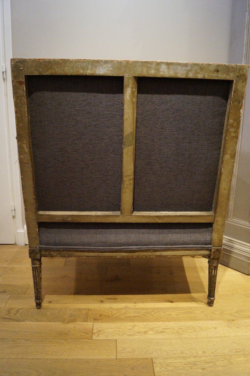 Marquise En Bois Laqué Vert époque Louis XVI-photo-4