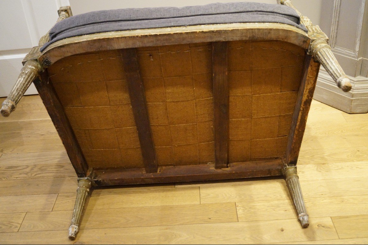 Marquise En Bois Laqué Vert époque Louis XVI-photo-5