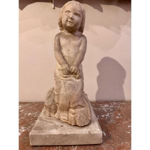 Statue En Marbre "Enfant Lavant Son Linge" Italie Fin 16ème Début 17ème