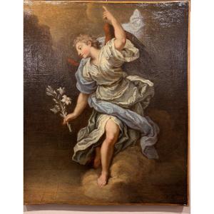 "the Angel Of The Annunciation" Hst Italian School Circa 1700