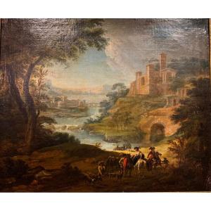 « La Halte Des Cavaliers » Hst Fin XVIIème. Attribué à Boudewyns