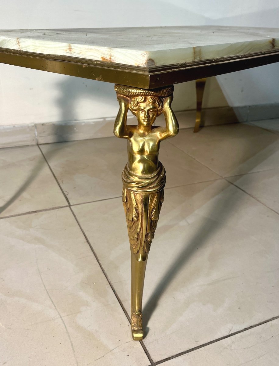 Table Basse En Bronze à Decor De Femmes Dessus En Onyx-photo-4