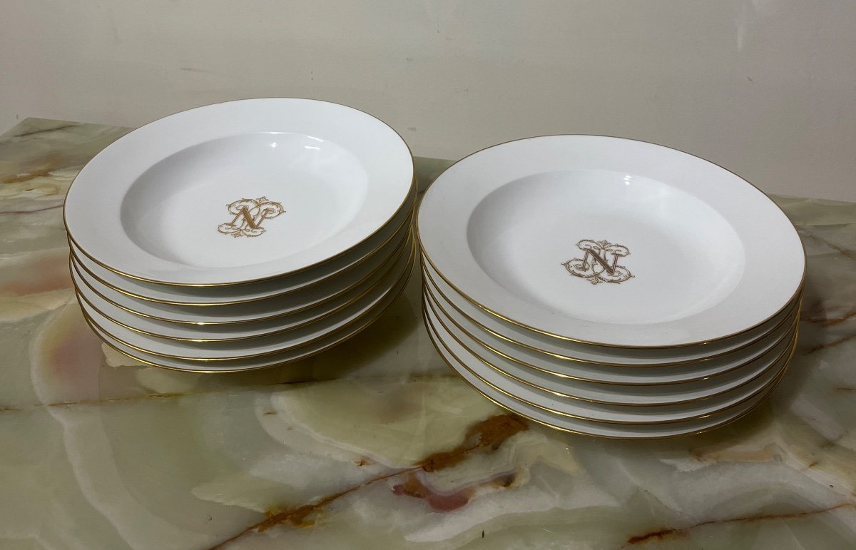 12 Assiettes Creuses En Porcelaine De Sèvres  XIXème siècle-photo-2