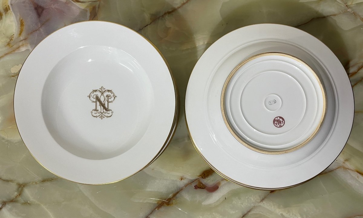 12 Assiettes Creuses En Porcelaine De Sèvres  XIXème siècle-photo-2