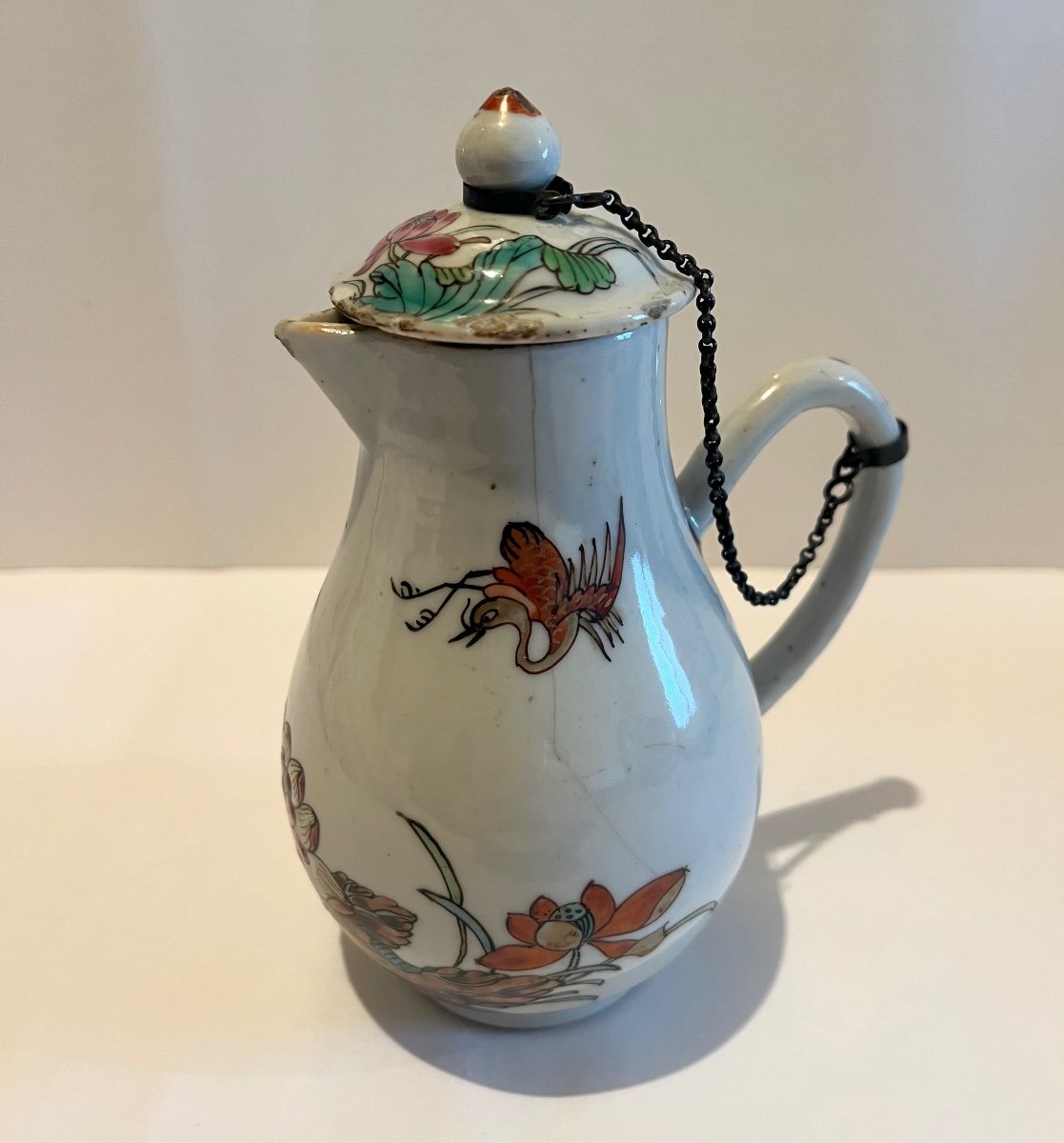 Compagnie Des Indes Creamer Water Lily And Reed Design 18th Century-photo-3