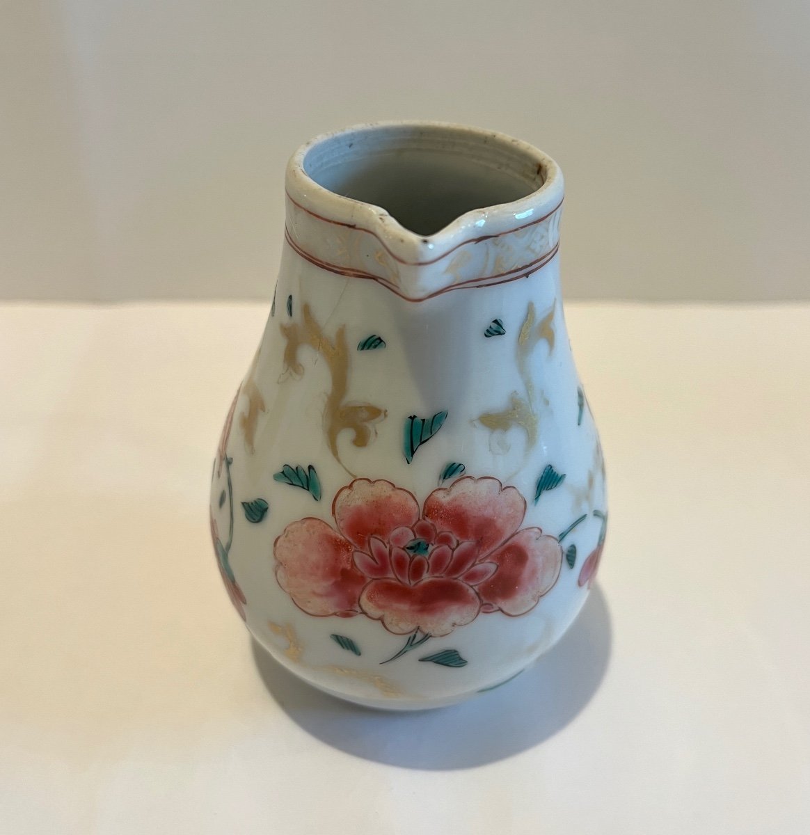 Crémier Pot à Lait Compagnie Des Indes à Décor De Fleurs et rehaussé doré  XVIIIème Siècle-photo-2