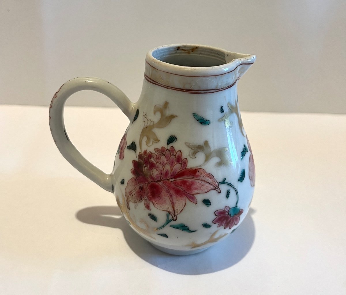 Crémier Pot à Lait Compagnie Des Indes à Décor De Fleurs et rehaussé doré  XVIIIème Siècle-photo-6