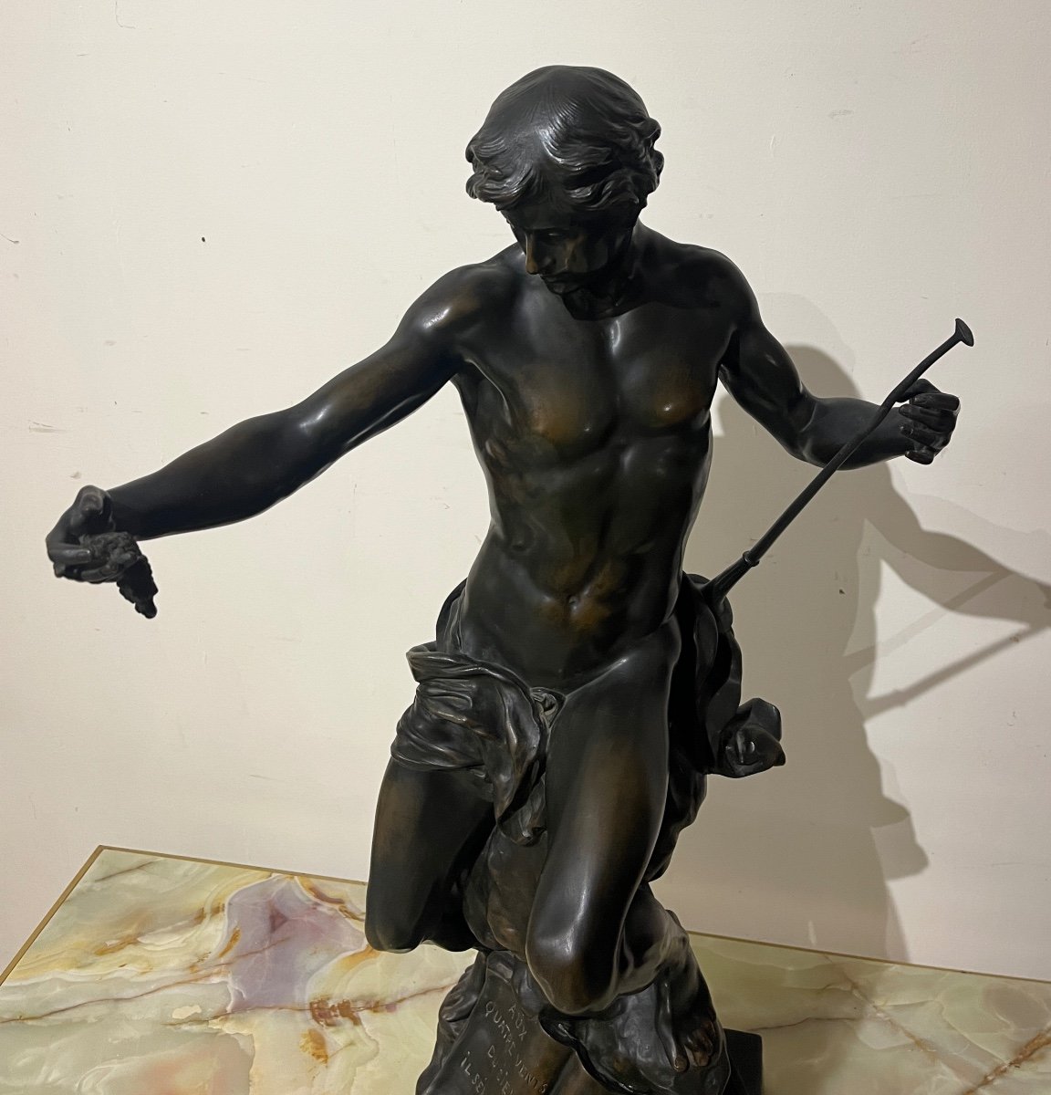 Grande Statue En Bronze E. Picault "Le semeur d'idées"-photo-3