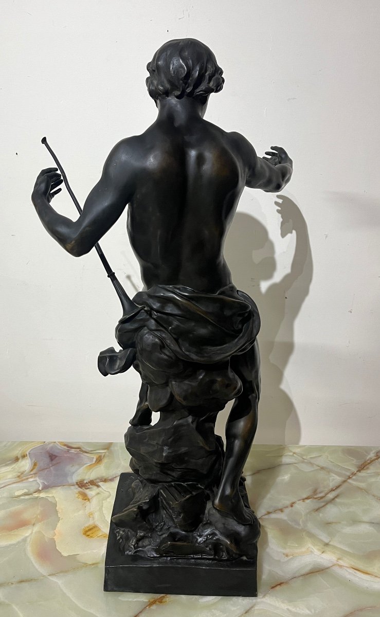 Grande Statue En Bronze E. Picault "Le semeur d'idées"-photo-6