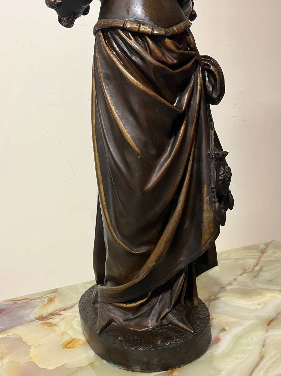 Large Bronze Sculpture "femme à La Marguerite" Signed Oge -photo-3