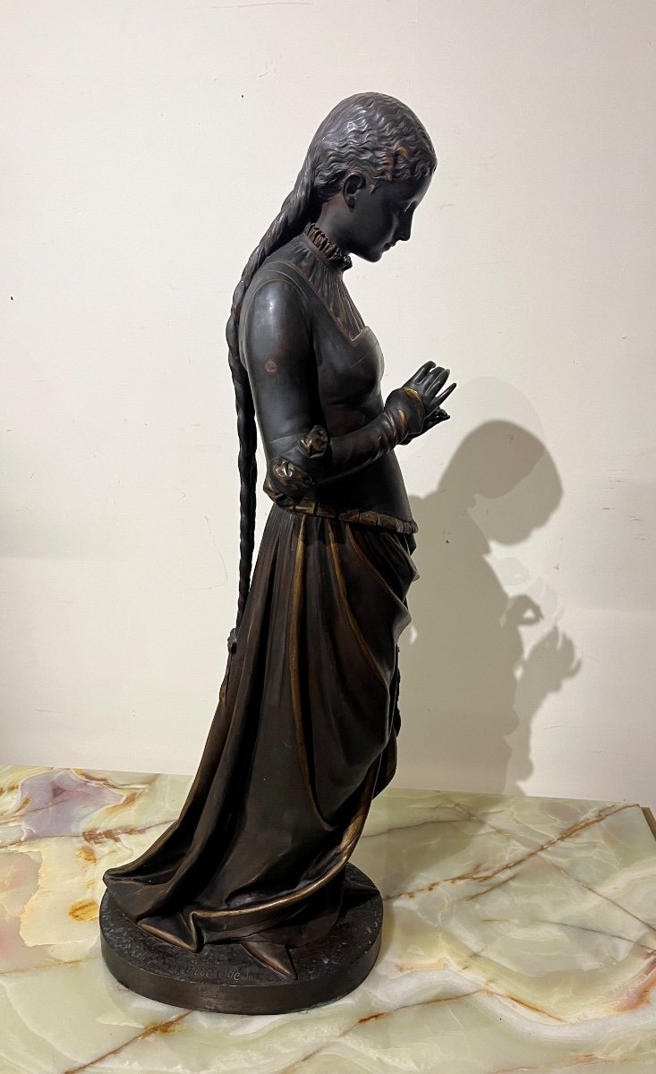 Large Bronze Sculpture "femme à La Marguerite" Signed Oge -photo-5