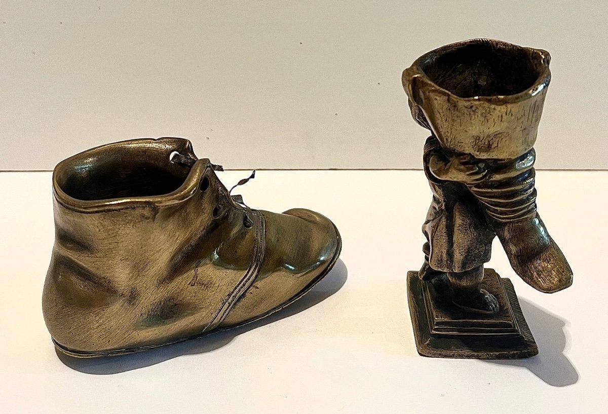 Pyrogenic Bronze Child With Boot And Pyrogenic Bronze Shoe-photo-4