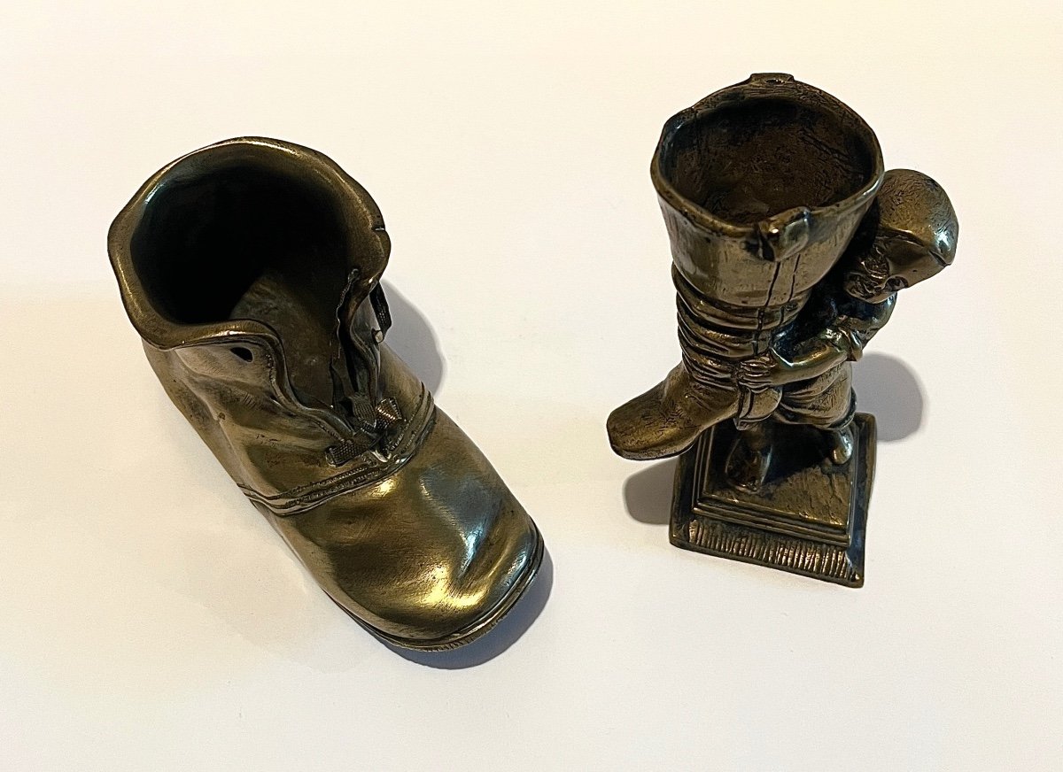 Pyrogenic Bronze Child With Boot And Pyrogenic Bronze Shoe-photo-8