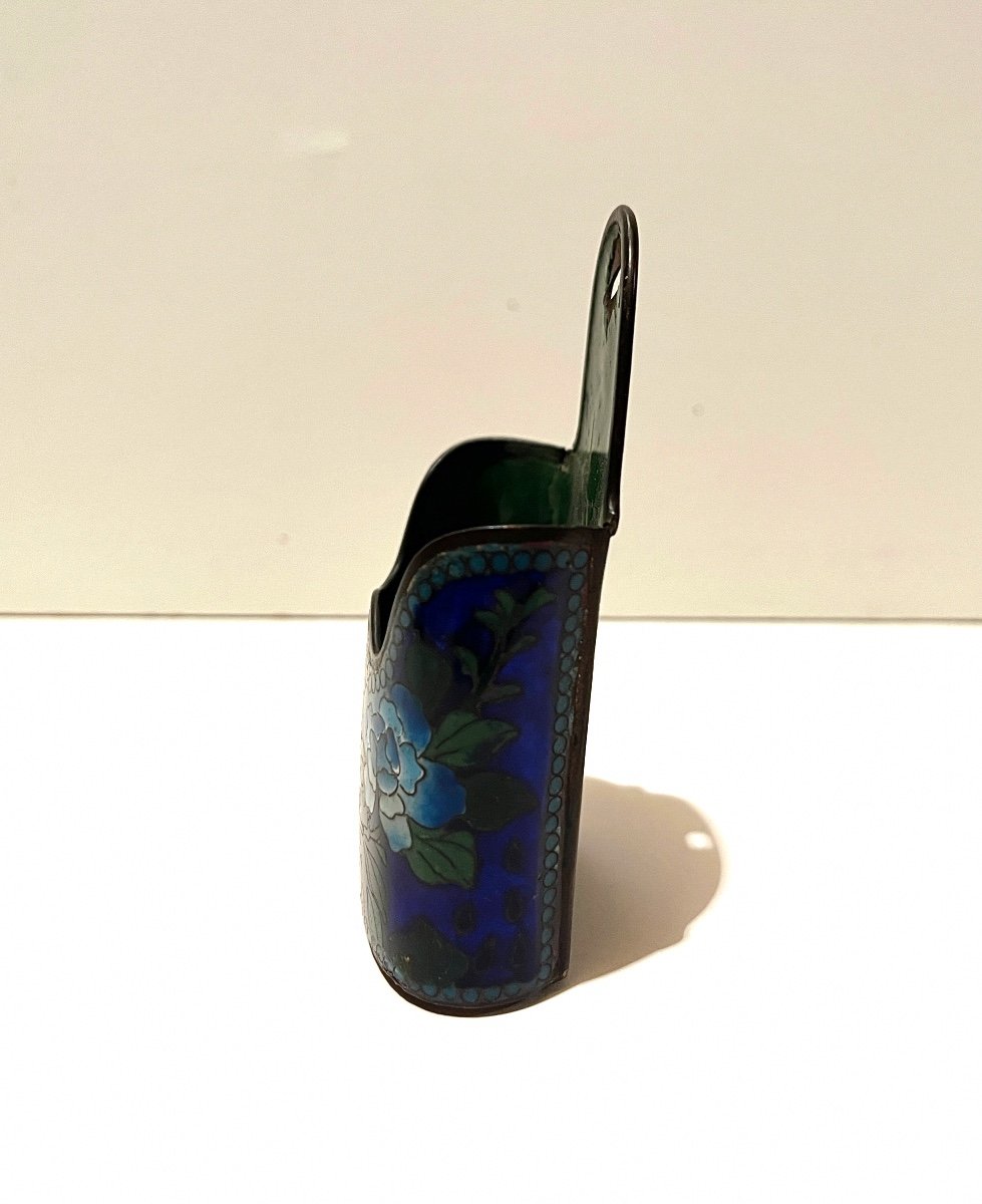 Pyrogène Porte Allumettes En émaux Cloisonnés Sur Cuivre à Décor de Fleurs-photo-1