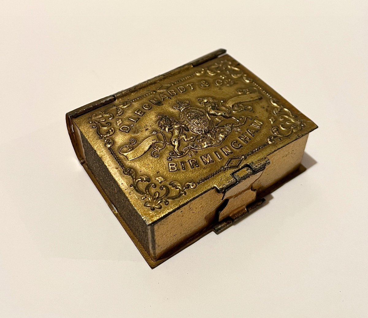 Pyrogène Boite à Allumettes Ou à Plume En Métal Doré D. Leonart & Co (birmingham)