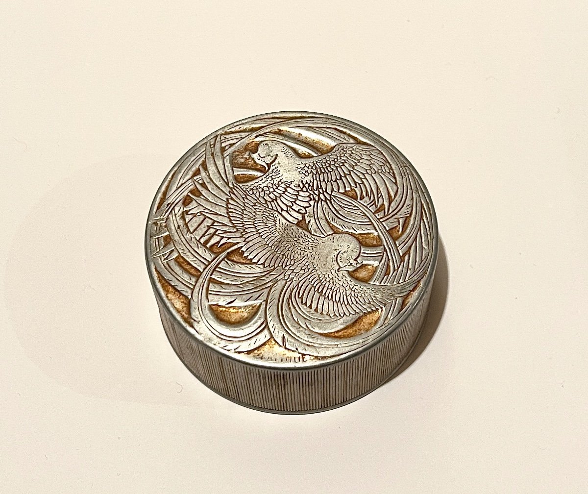 Art Nouveau Powder Box In Aluminum R. Lalique-photo-3
