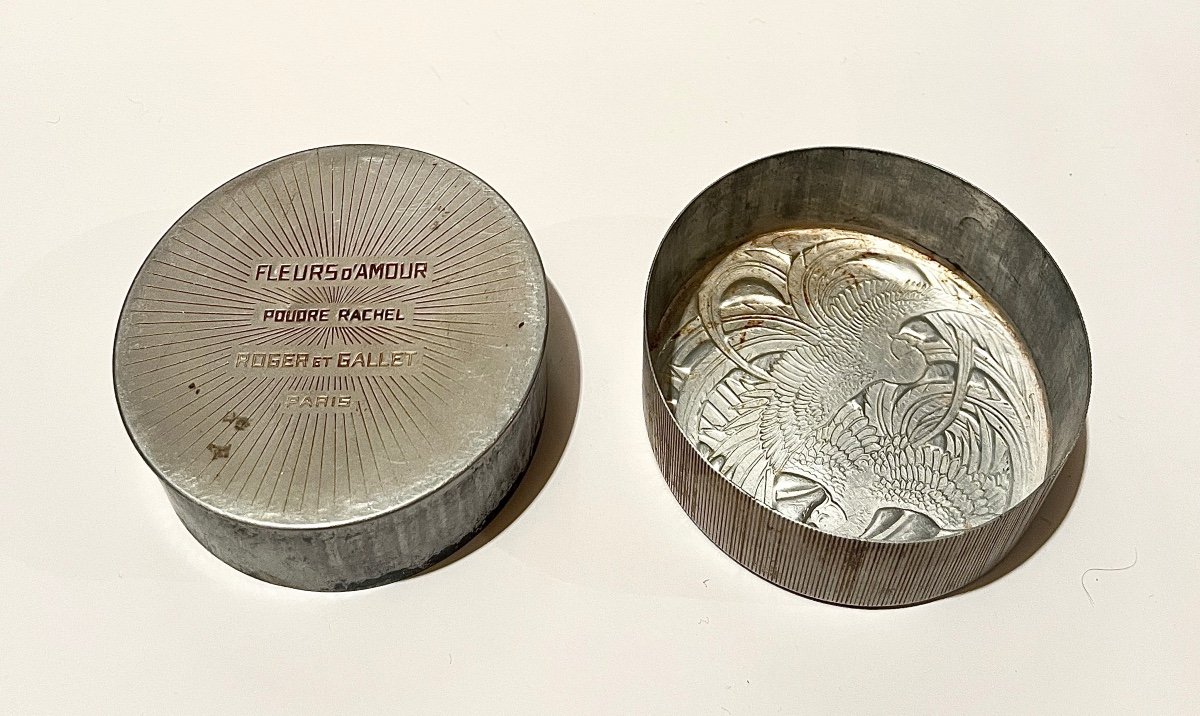 Art Nouveau Powder Box In Aluminum R. Lalique-photo-8