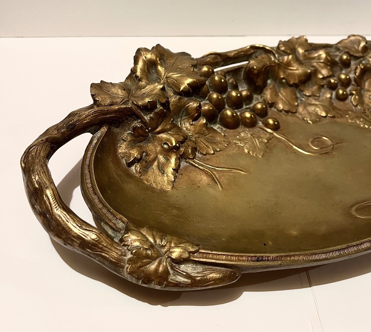 Large Trinket Bowl In Gilt Bronze Signed A. Bouny-photo-2