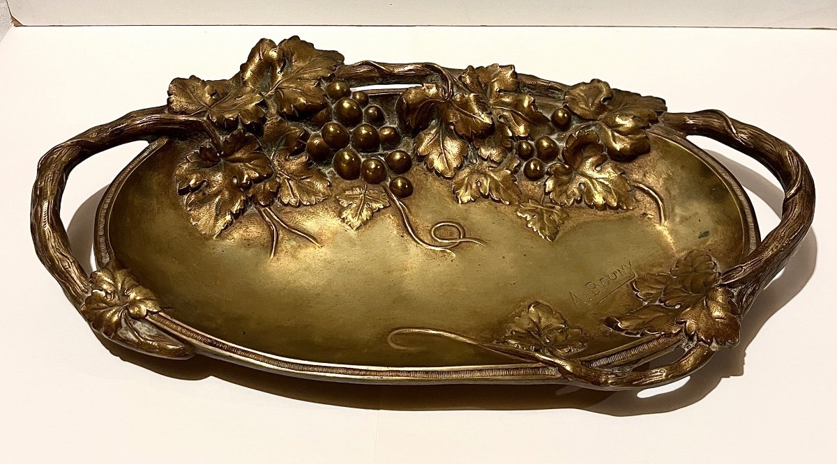 Large Trinket Bowl In Gilt Bronze Signed A. Bouny-photo-3