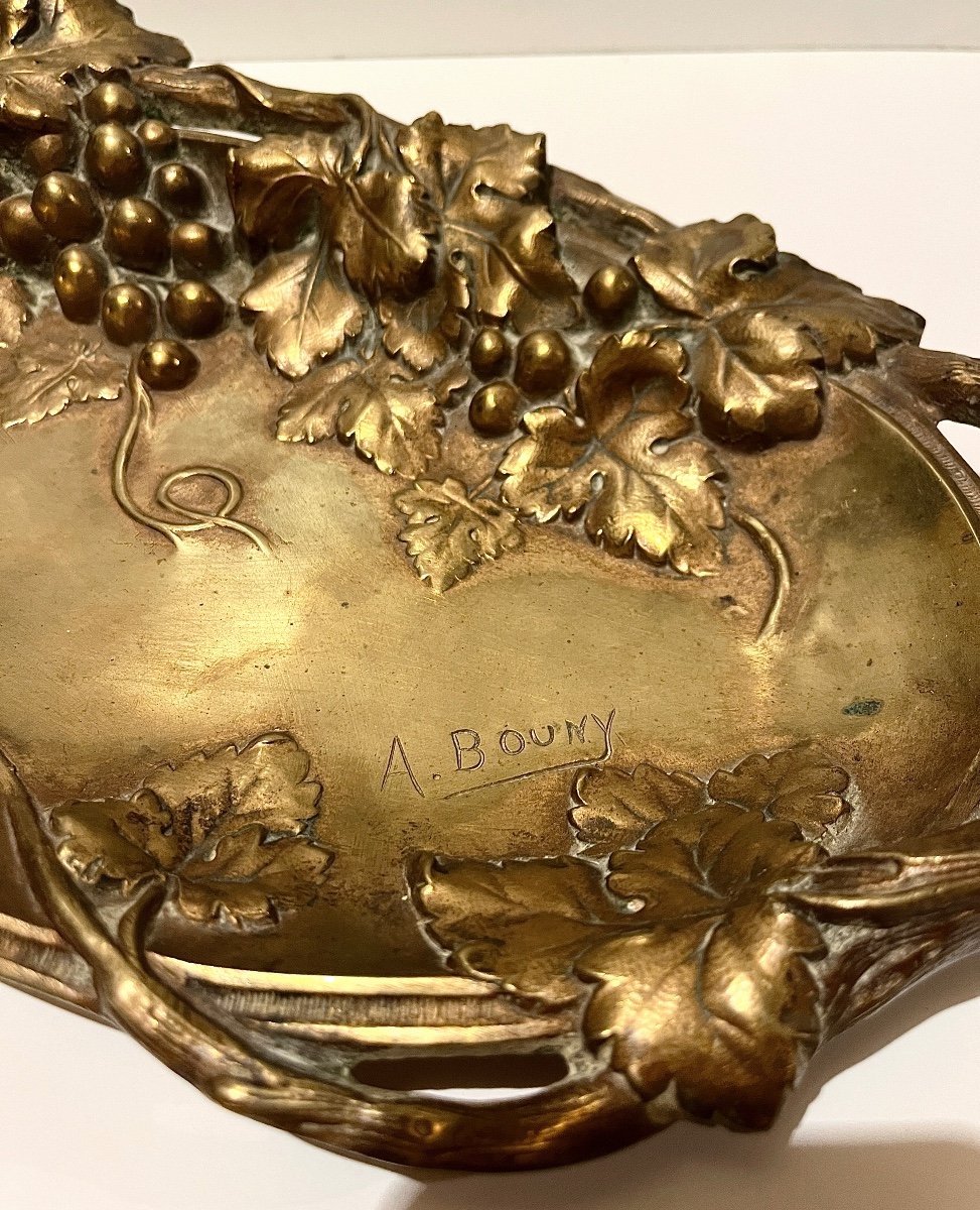 Large Trinket Bowl In Gilt Bronze Signed A. Bouny-photo-4