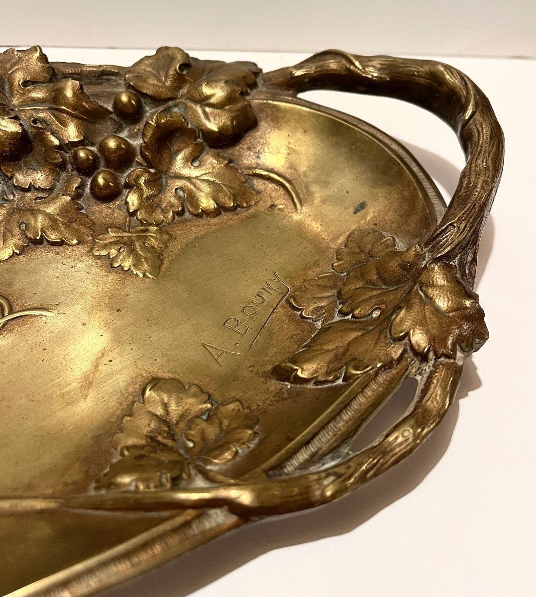 Large Trinket Bowl In Gilt Bronze Signed A. Bouny-photo-2