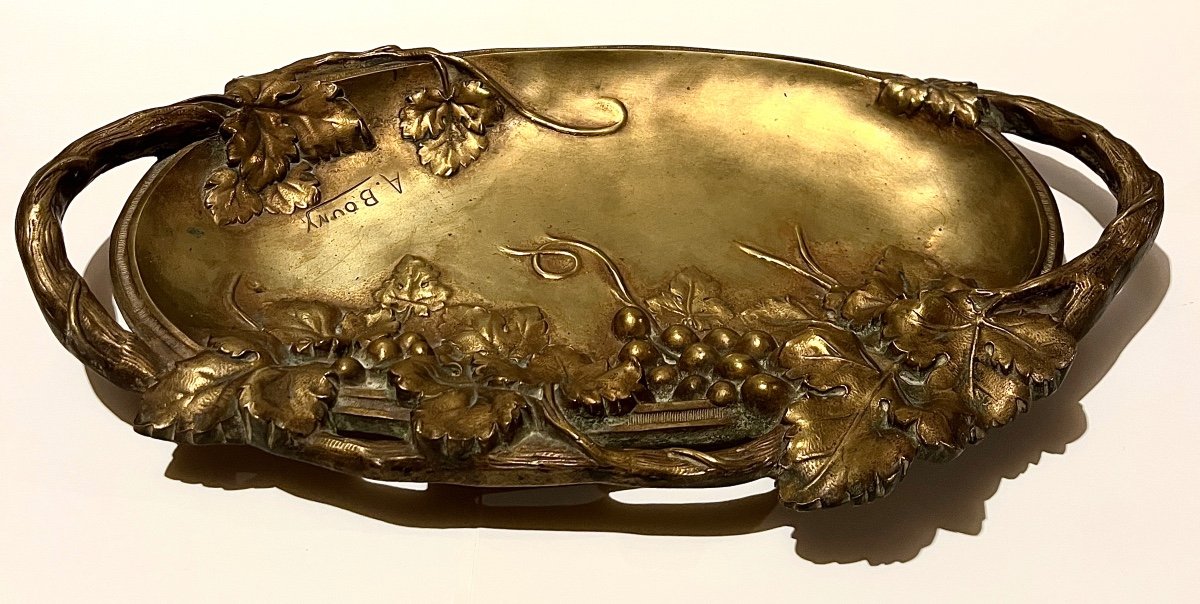 Large Trinket Bowl In Gilt Bronze Signed A. Bouny-photo-5